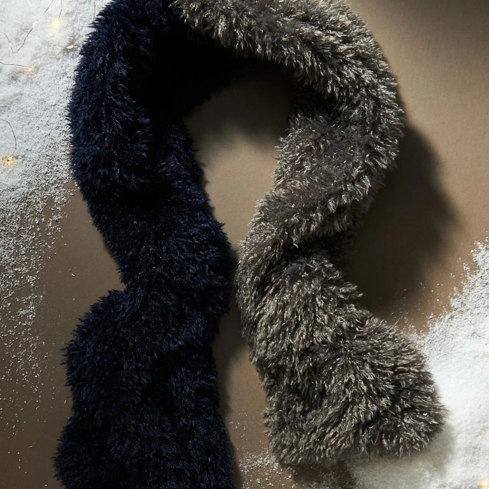 Brand New with Tags! Anthropologie  Navy Colorblocked Fluffy Scarf